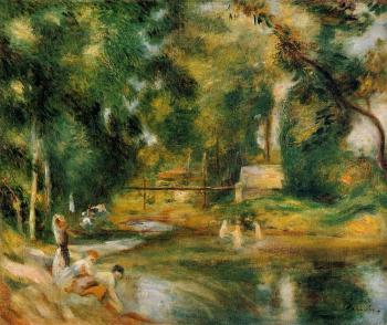 皮埃爾 奧古斯特 雷諾阿 Essoyes Landscape, Washerwomen and Bathers 皮埃爾 奧古斯特 雷諾阿 Essoyes Landscape, Washerwomen and Bathers